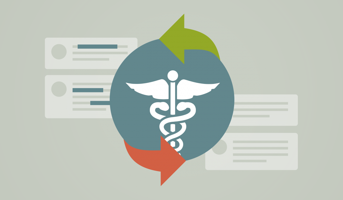 The symbol of medicine and illustrations of reviews