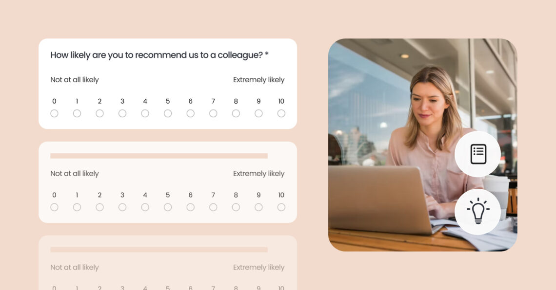 Image shows how businesses can use survey question examples with Birdeye