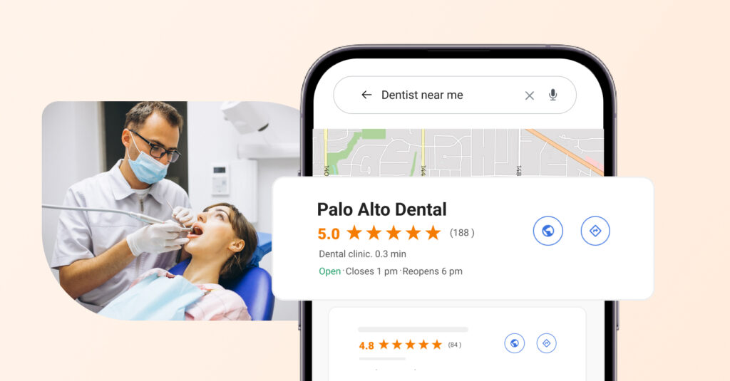 This image shows the example of a 5-star dentist review