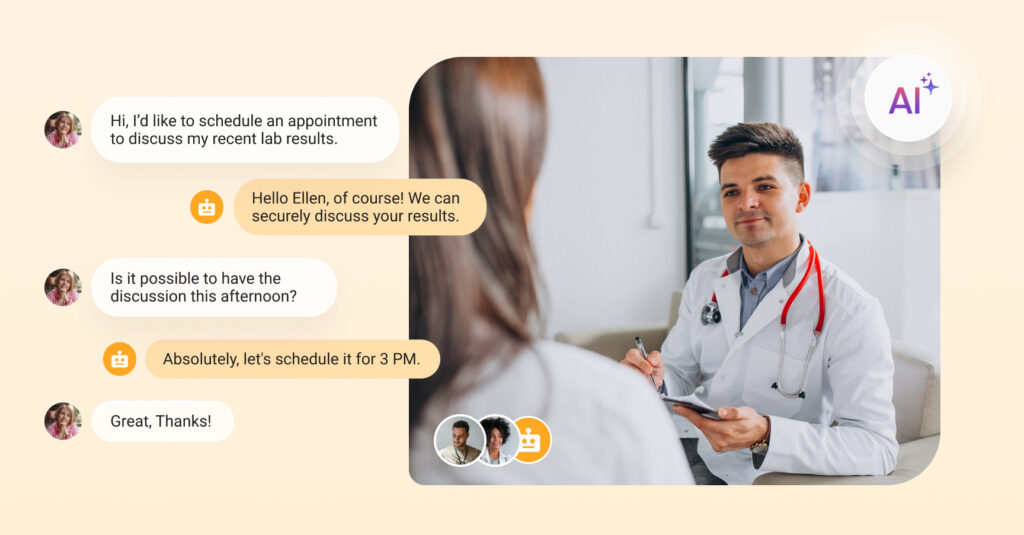 Image shows how AI chatbots in healthcare