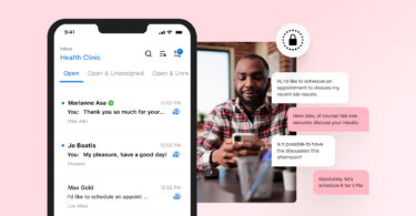 Image shows how Birdeye acts as a HIPAA-compliant texting solution