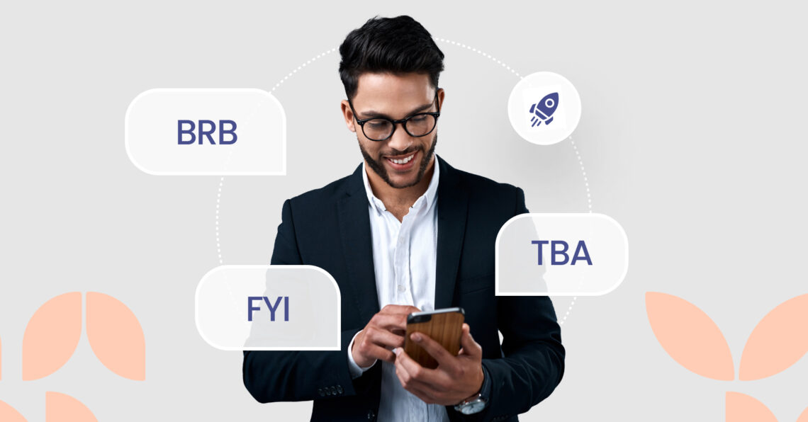 A man texting with abbreviations using a smartphone.