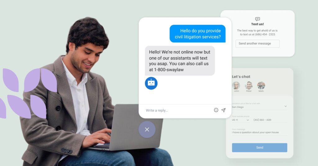 The image shows a customer interacting with a business's AI Chatbot service for improved customer experience