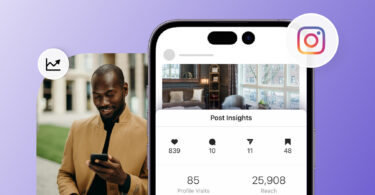 Photo of a handsome black man looking at his instagram account and seeing post insights. Instagram tools allow you to do this and more to build a more powerful social media profile.