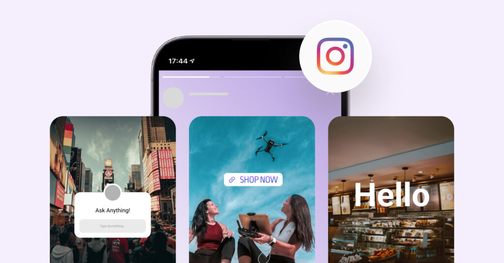 Image shows examples of Instagram story ideas