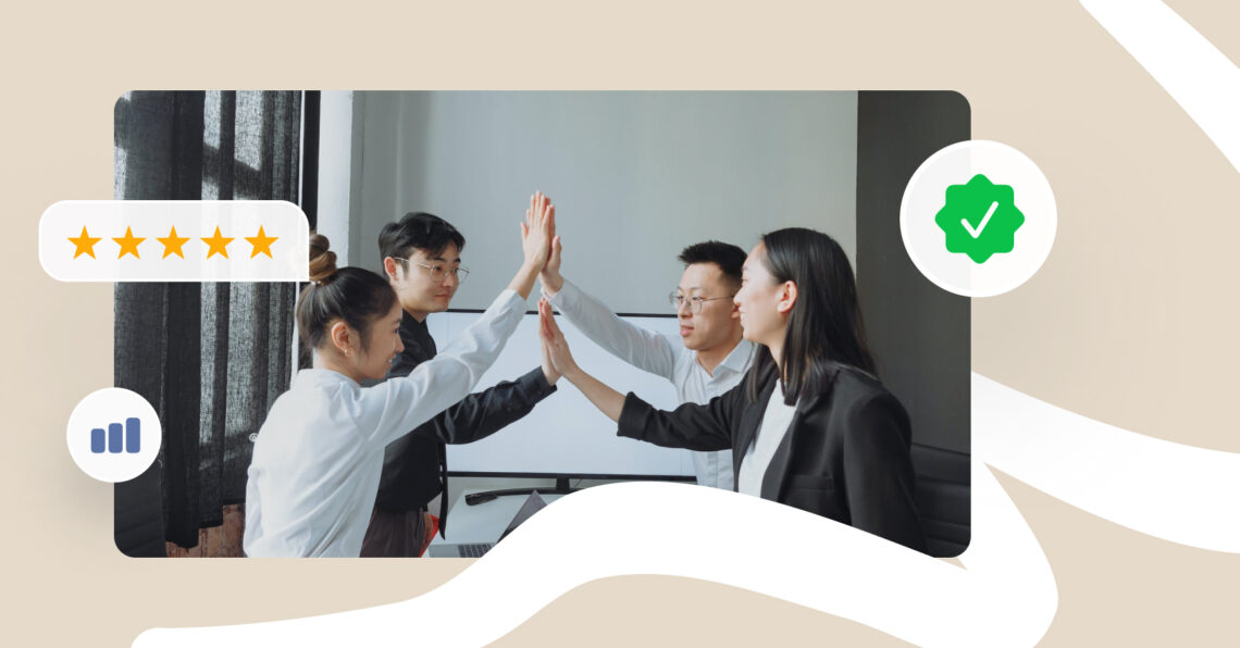 A group of people in a board room discussing corporate reputation management strategies.