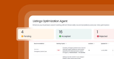 Image shows the dashboard of Birdeye's Listing Optimization Agent