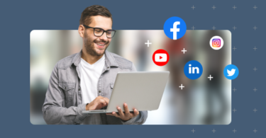 Delighted marketing manager enjoying the benefits of social media for business.