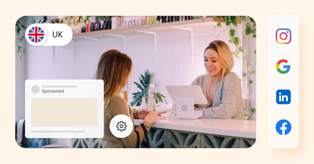Image shows a business checking social media management pricing UK
