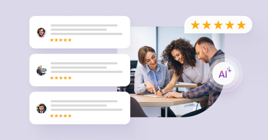 Image shows an example of AI customer review software