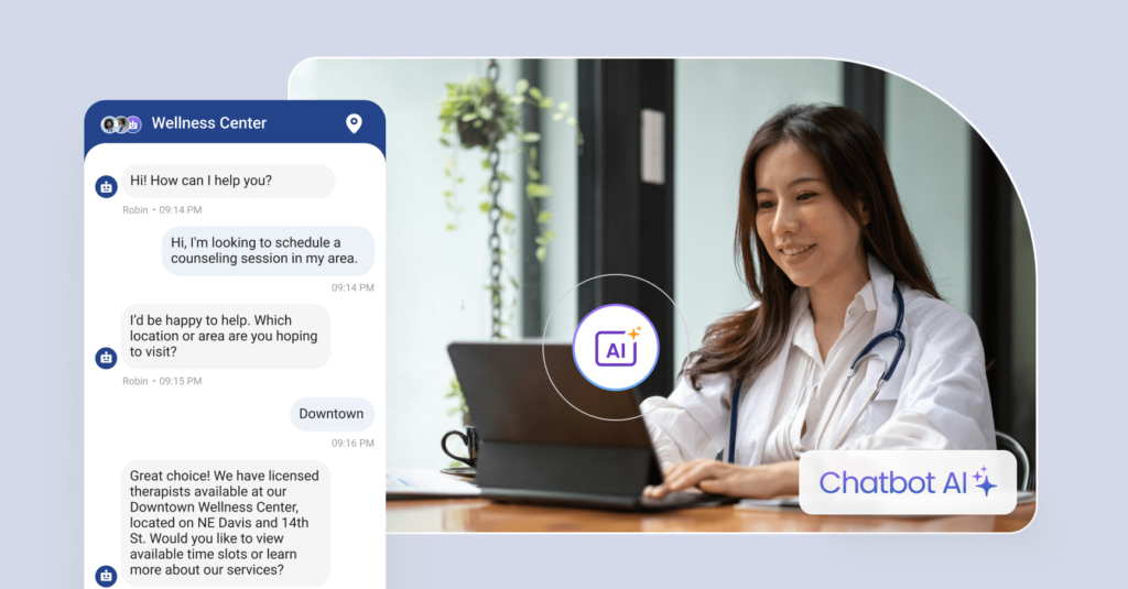 Image shows how conversational AI in healthcare helps businesses