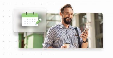 Delighted business person using their appointment scheduling calendar.