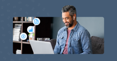 Smiling entrepreneur learning how to write a business plan.