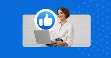 Woman using her laptop on Facebook