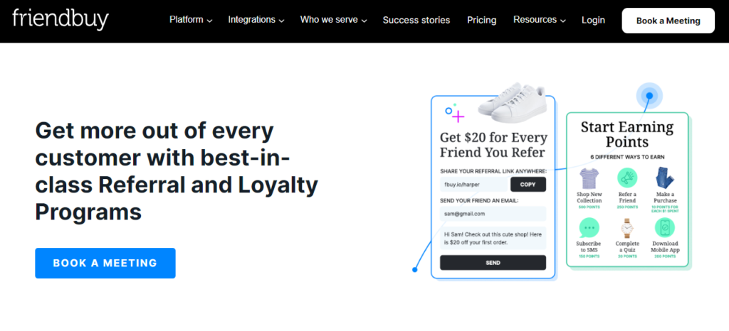 A screenshot of the Friendbuy website.