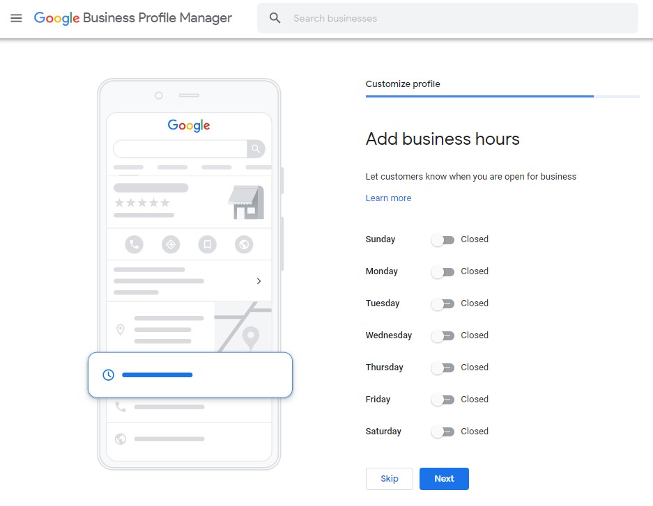 Add Business Hours