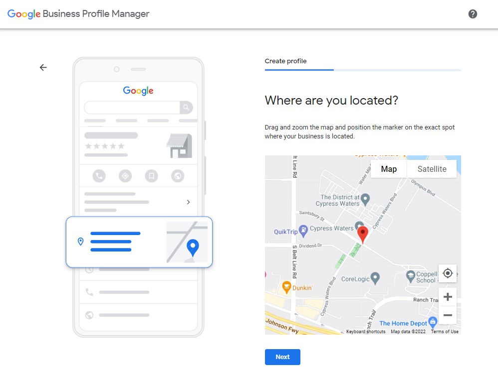 Drag and zoom the google maps marker position on exact spot where your business is located