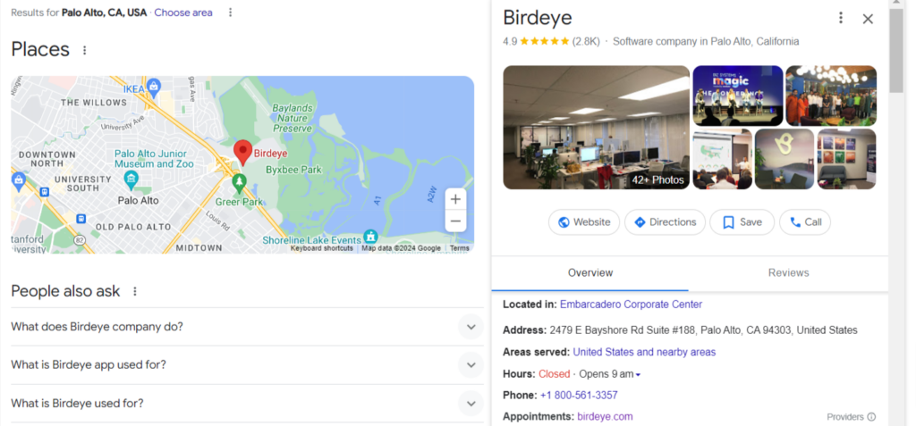 An image showing optimised  Google Business Profile of Birdeye.
