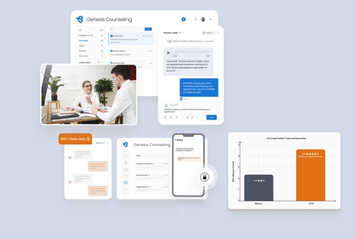 Image shows how Genesis counselling center uses conversational AI in healthcare