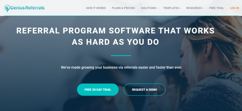 A screenshot of the Genius Referrals website.