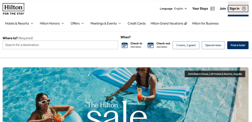 Get the best deals with Hilton as per your preferences