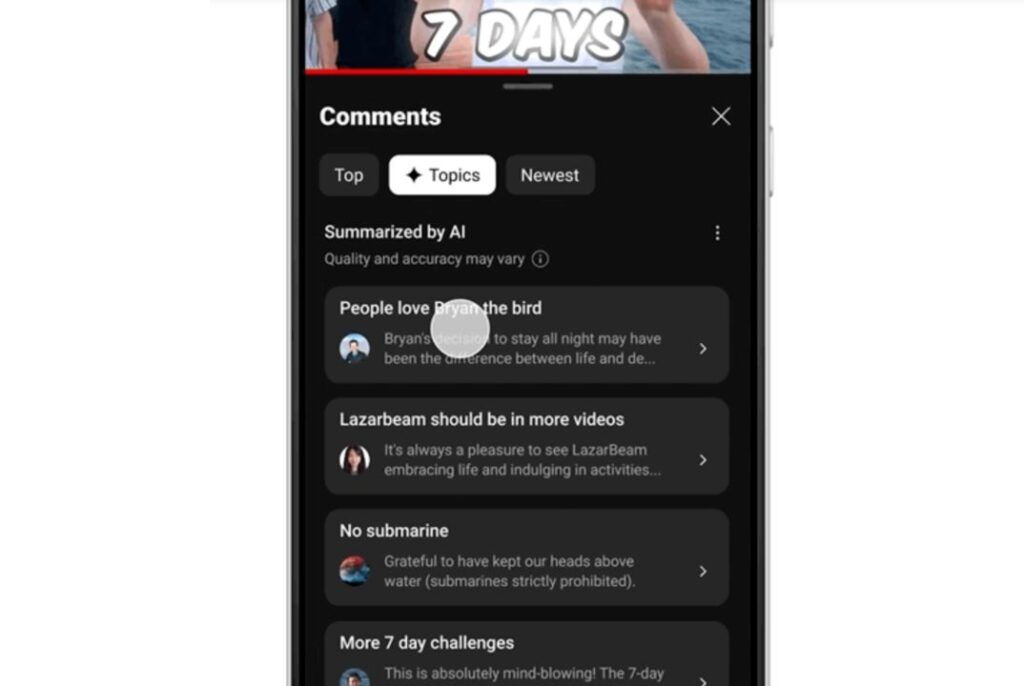 Glimpse at YouTube AI overviews