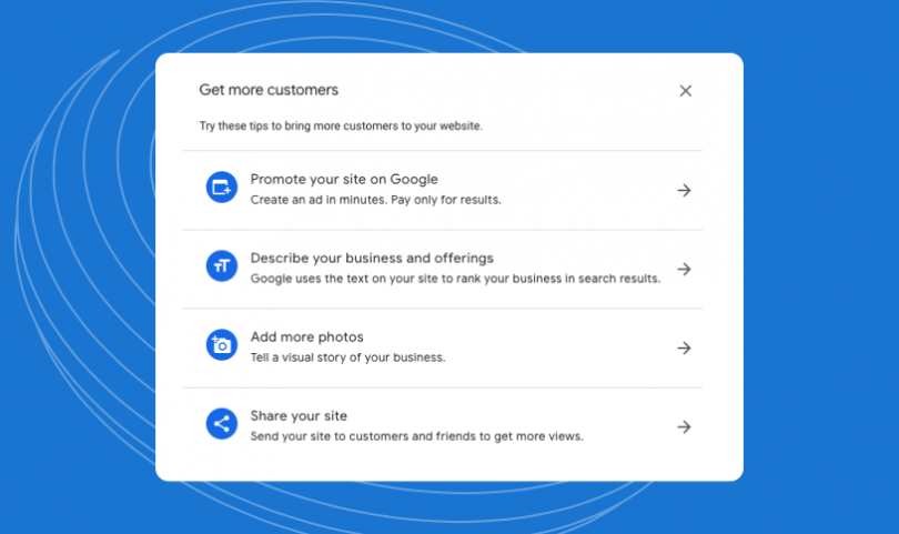 google my business website