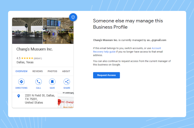 Process to request access to Google Business Profile managed by someone else 