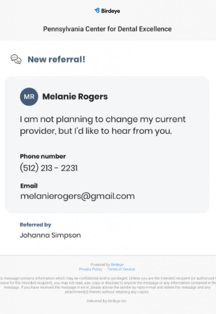 New referral alert
