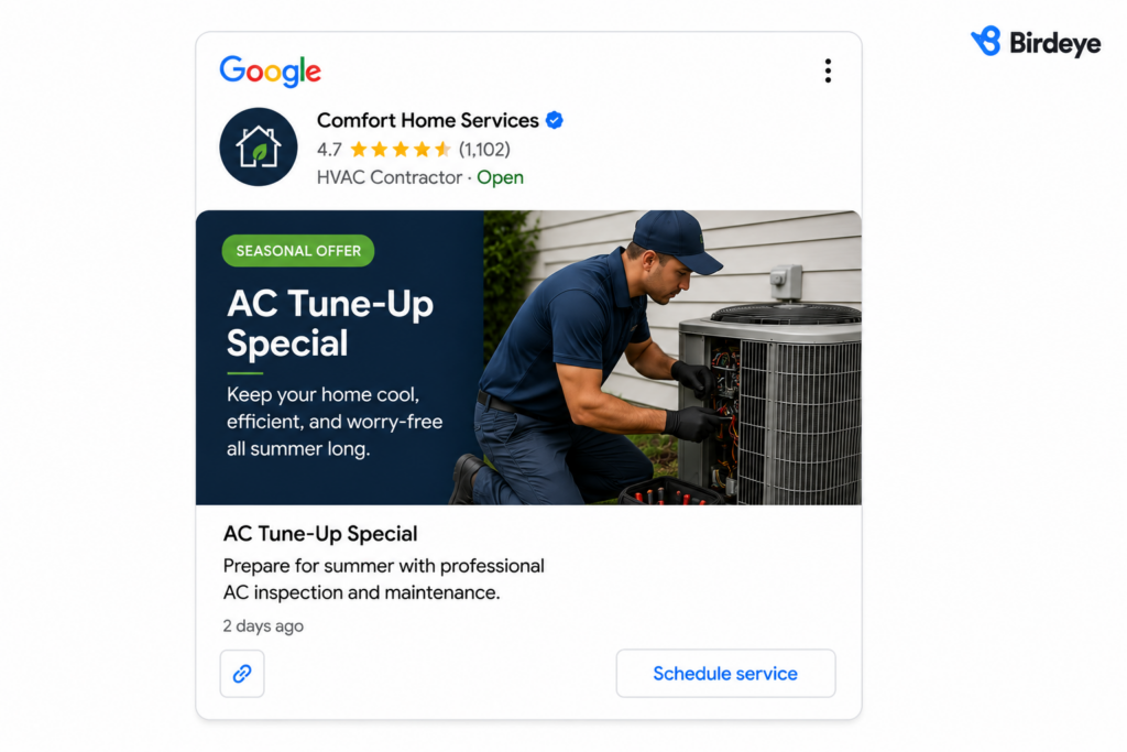 Home service Google Post Example