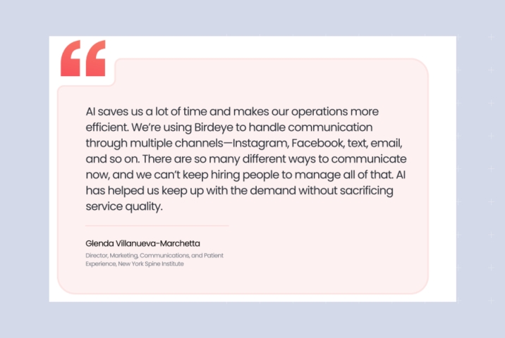 Birdeye customer quote on how Birdeye helps implementing conversational AI