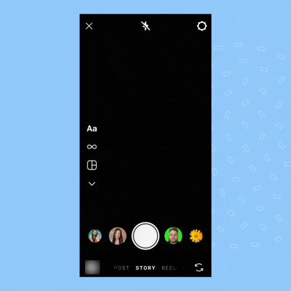 This GIF shows the process to change Instagram story background with gradient color