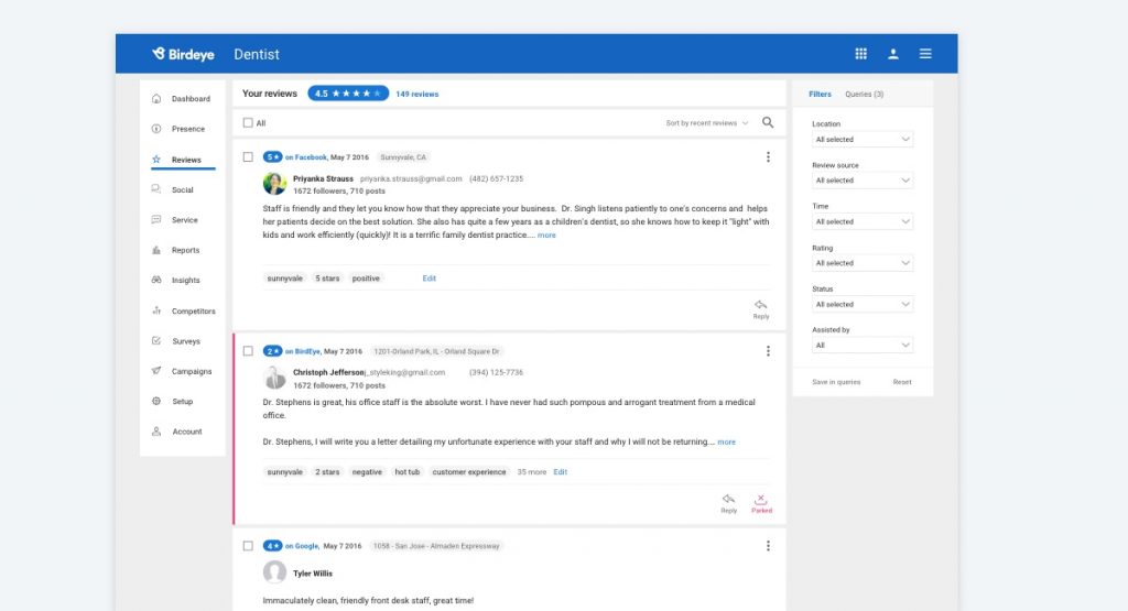 Manage reviews