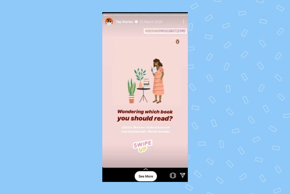 The image shows how businesses can use Instagram stories to engage audience with industry news