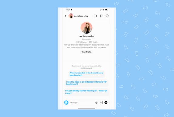 Image shows an example of Instagram DM automation