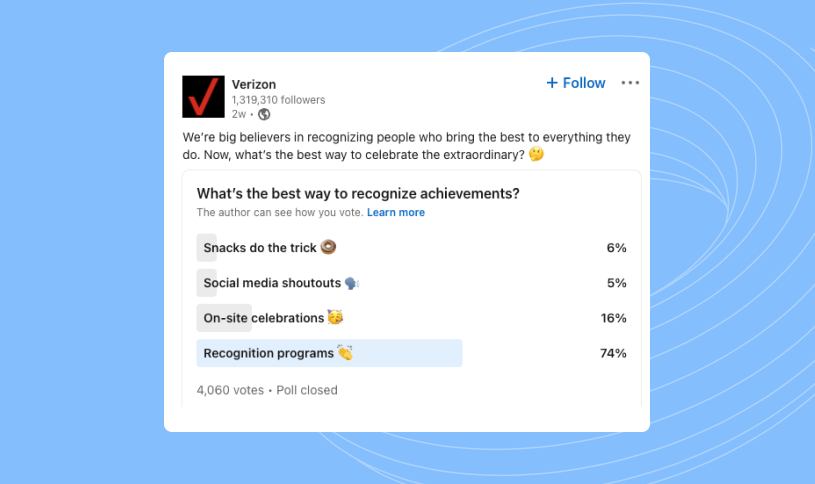 Social media post example of a poll.