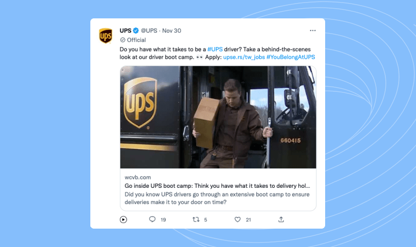 Social media post example of a behind the scenes of a company.