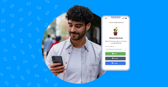 Person receiving a referral from a friend on their mobile device.