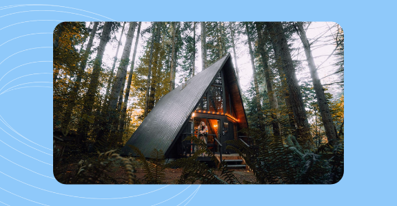 Lodge in the middle of the forest.