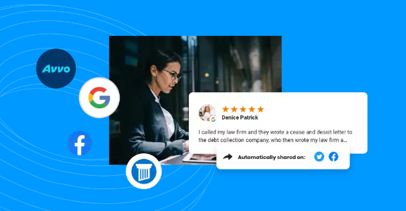 Lawyer sharing a recent client review on other platforms.