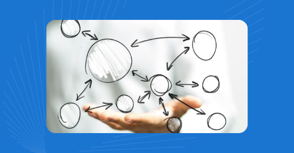 Series of circles depicting a workflow diagram.