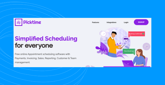 Image of Picktime's home page.