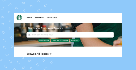 Starbucks feedback page.