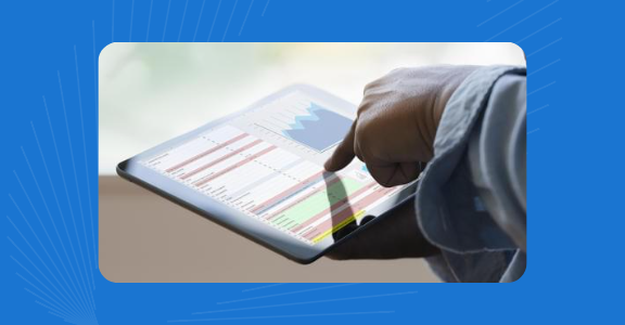 Person checking the data and performance of their project on a tablet.