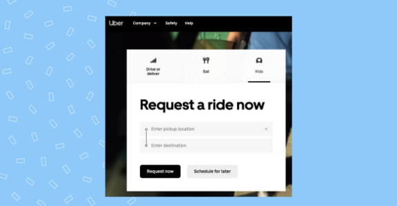 Uber homepage.