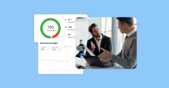Competitor data visualized in pie charts and line graphs using Birdeye's benchmarking product.
