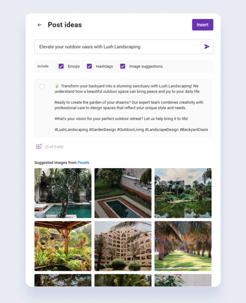 Image shows how to use Birdeye to generate AI Facebook post