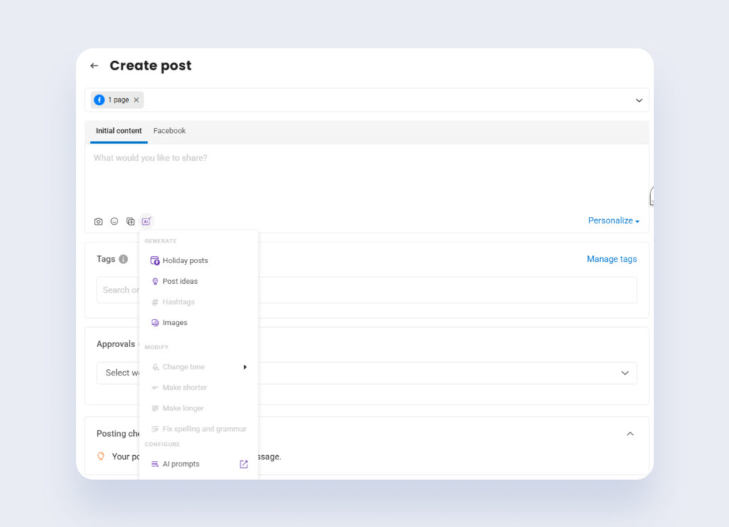 Birdeye's AI Facebook post generator