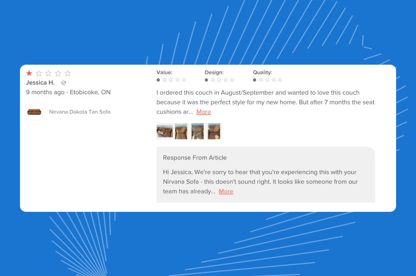 An example of a company managing one-star reviews by offering to take the conversation offline