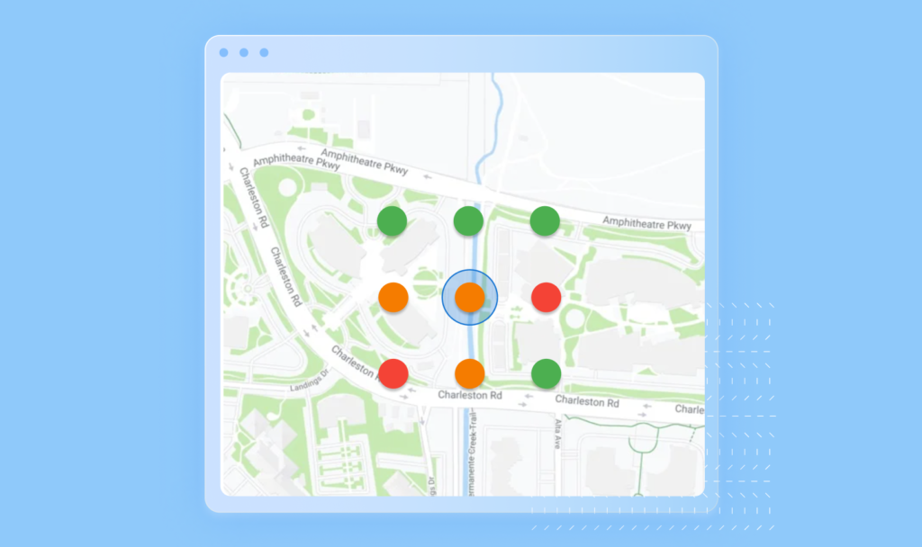 This image shows how the ranking is analyzed by the tool against the local competitors of a business.